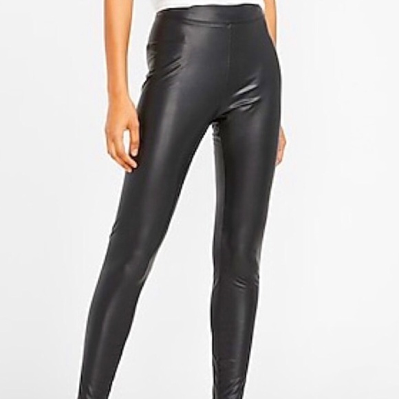 EXPRESS black super high rise faux leather leggings w/ stretch NEW w/ tags RE$69 - Picture 3 of 12